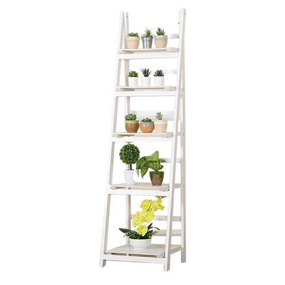 5 Tier Wooden Ladder Shelf Stand Storage Book Shelves Shelving Display Rack - Mekamart Australia