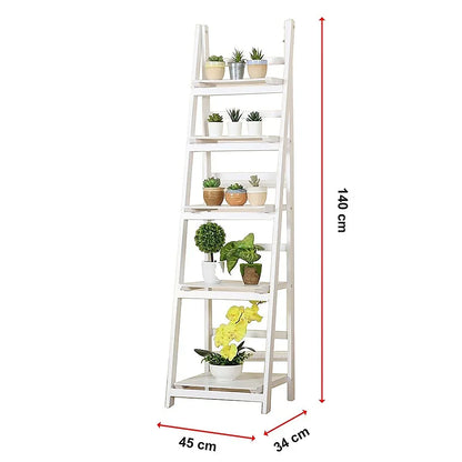 5 Tier Wooden Ladder Shelf Stand Storage Book Shelves Shelving Display Rack - Mekamart Australia