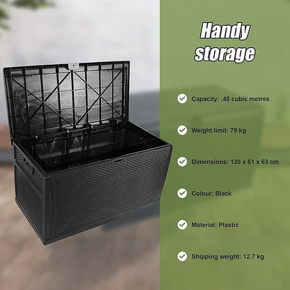 Patio Deck Box Outdoor Storage Plastic Bench Box 450 Litre - Mekamart Australia
