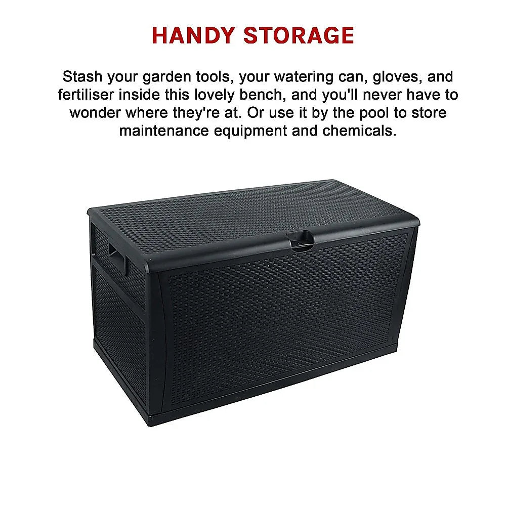 Patio Deck Box Outdoor Storage Plastic Bench Box 450 Litre - Mekamart Australia