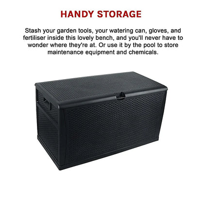 Patio Deck Box Outdoor Storage Plastic Bench Box 450 Litre - Mekamart Australia