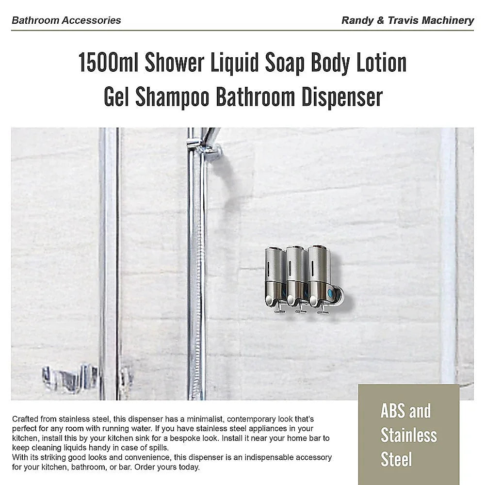 1500ml Shower Liquid Soap Body Lotion Gel Shampoo Bathroom Dispenser - Mekamart Australia