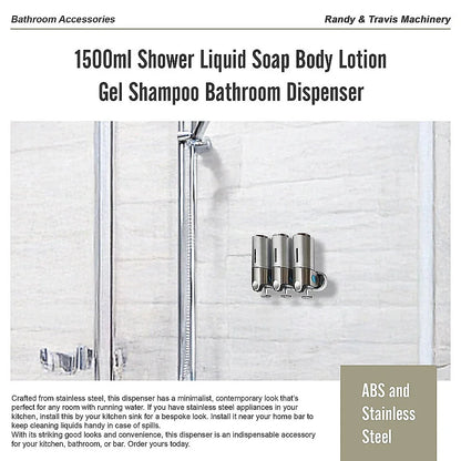 1500ml Shower Liquid Soap Body Lotion Gel Shampoo Bathroom Dispenser - Mekamart Australia