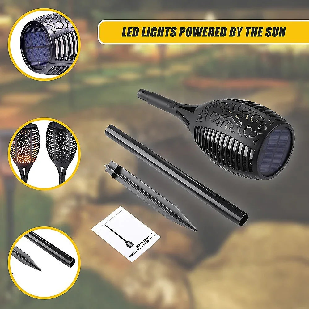 10 Pack Solar Torch Lights 96 LED Flickering Lighting Dancing Flame Garden Lamp - Mekamart Australia