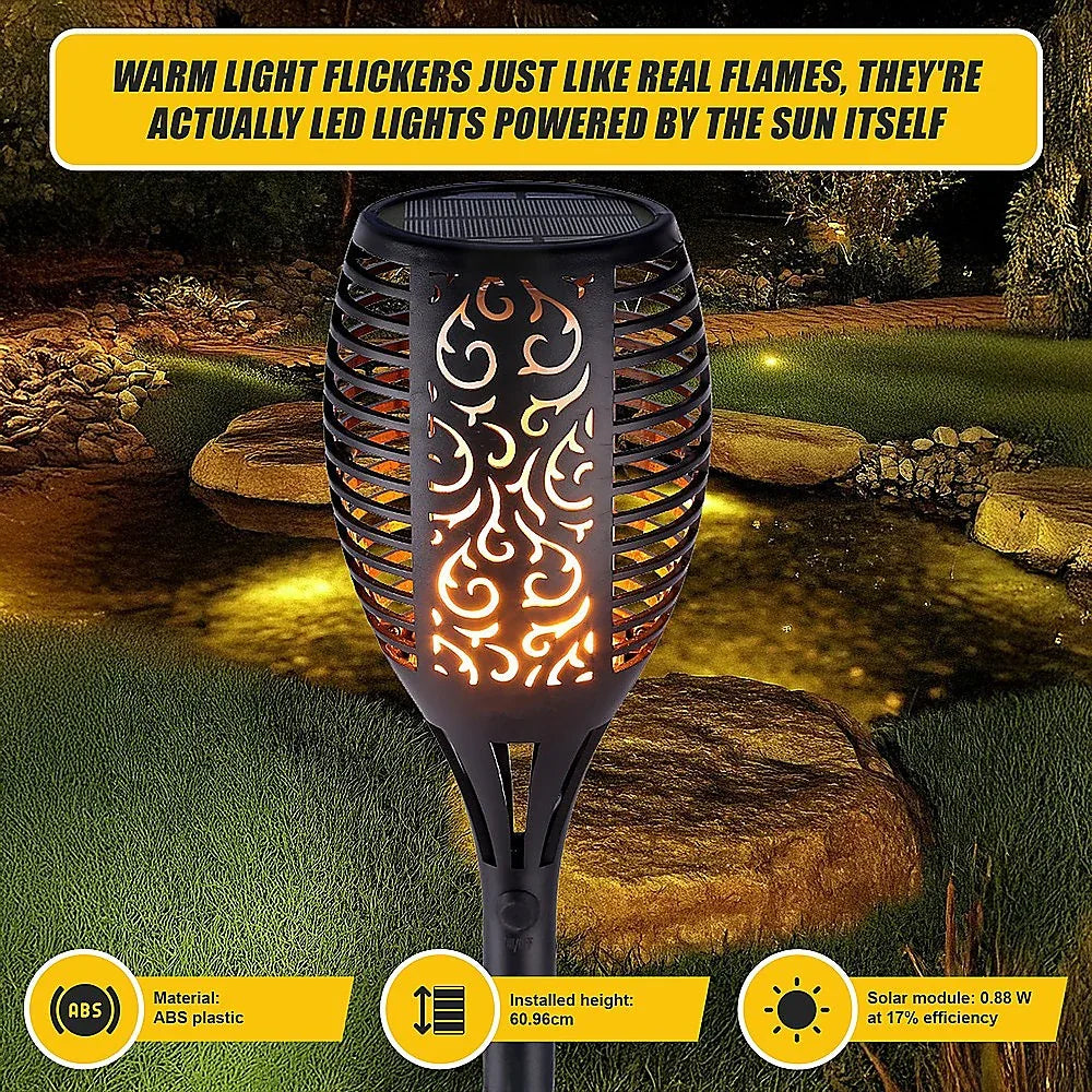 10 Pack Solar Torch Lights 96 LED Flickering Lighting Dancing Flame Garden Lamp - Mekamart Australia