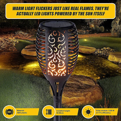 10 Pack Solar Torch Lights 96 LED Flickering Lighting Dancing Flame Garden Lamp - Mekamart Australia