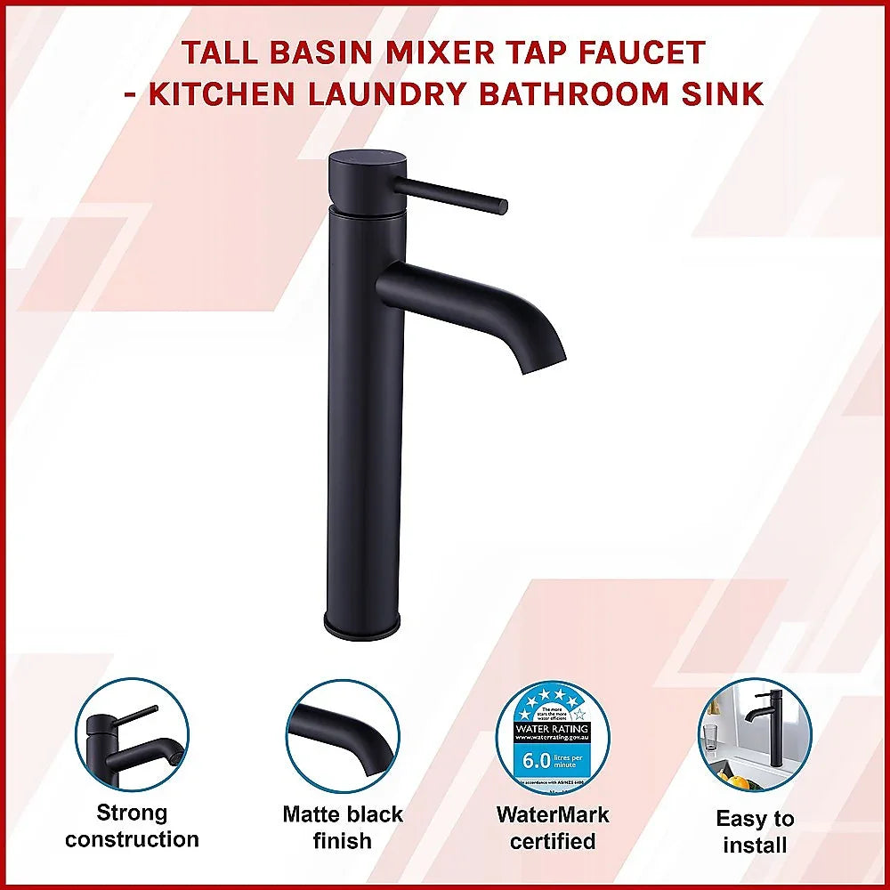 Tall Basin Mixer Tap Faucet -Kitchen Laundry Bathroom Sink - Mekamart Australia