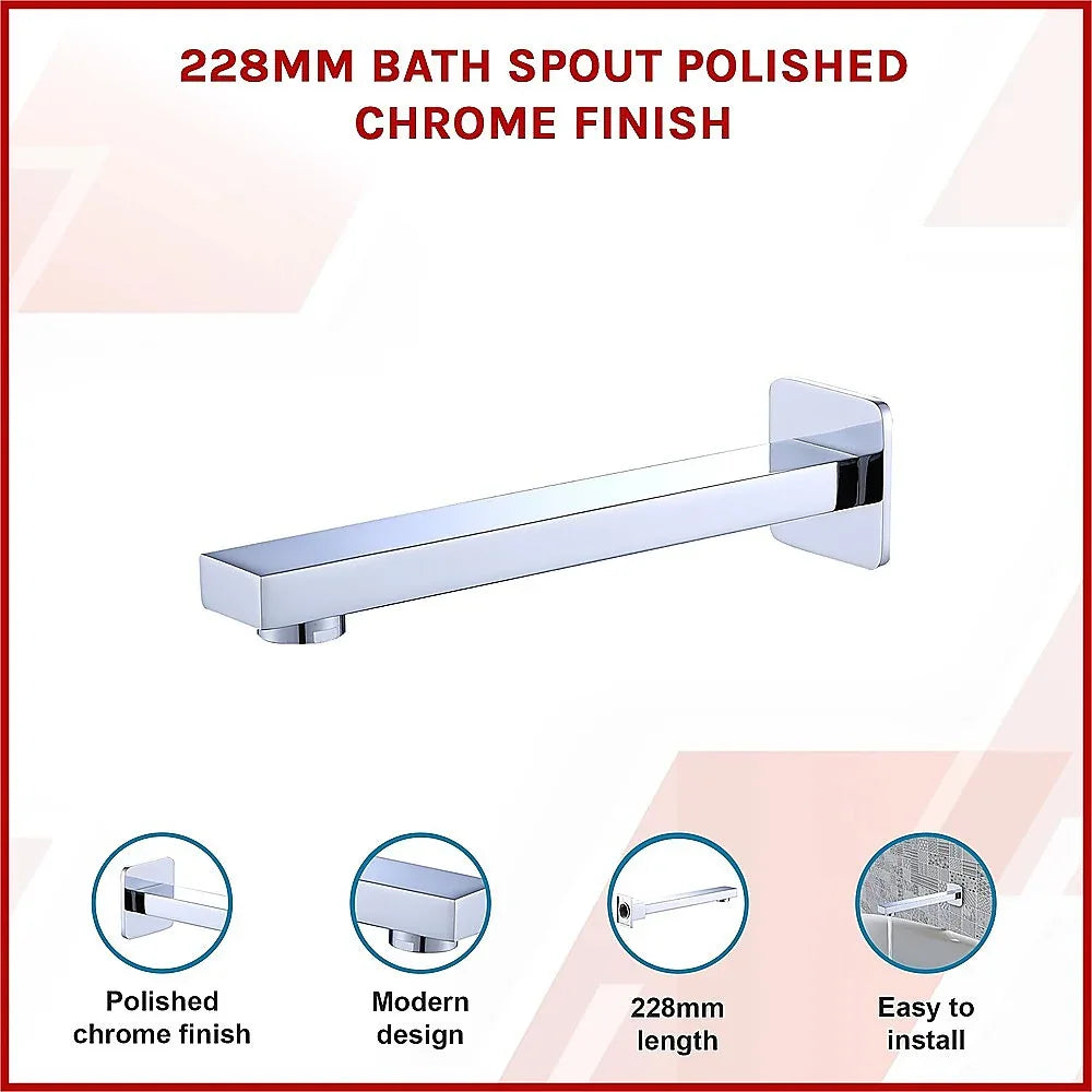 228mm Bath Spout Polished Chrome Finish - Mekamart Australia