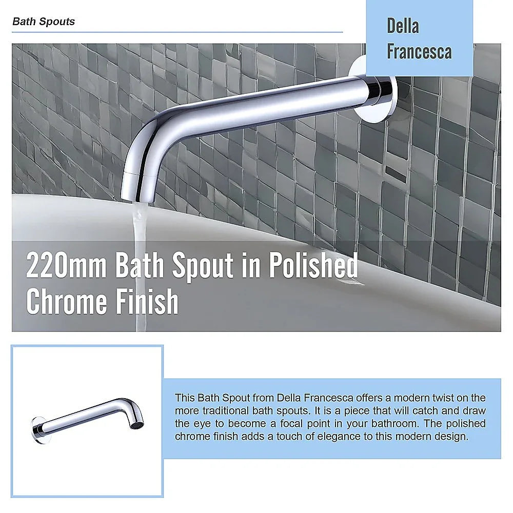 220mm Bath Spout in Polished Chrome Finish - Mekamart Australia