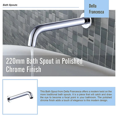 220mm Bath Spout in Polished Chrome Finish - Mekamart Australia