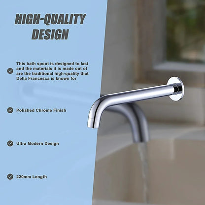 220mm Bath Spout in Polished Chrome Finish - Mekamart Australia