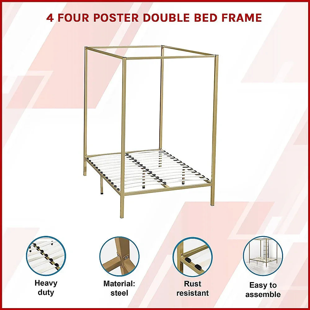 4 Four Poster Double Bed Frame - Mekamart Australia