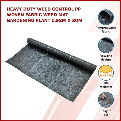 Heavy Duty Weed Control PP Woven Fabric Weed Mat Gardening Plant 0.92m x 20m - Mekamart Australia