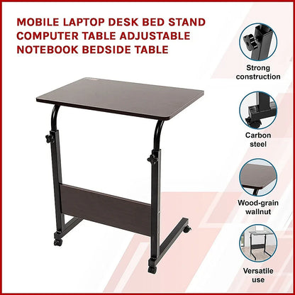 Mobile Laptop Desk Bed Stand Computer Table Adjustable Notebook Bedside Table - Mekamart Australia