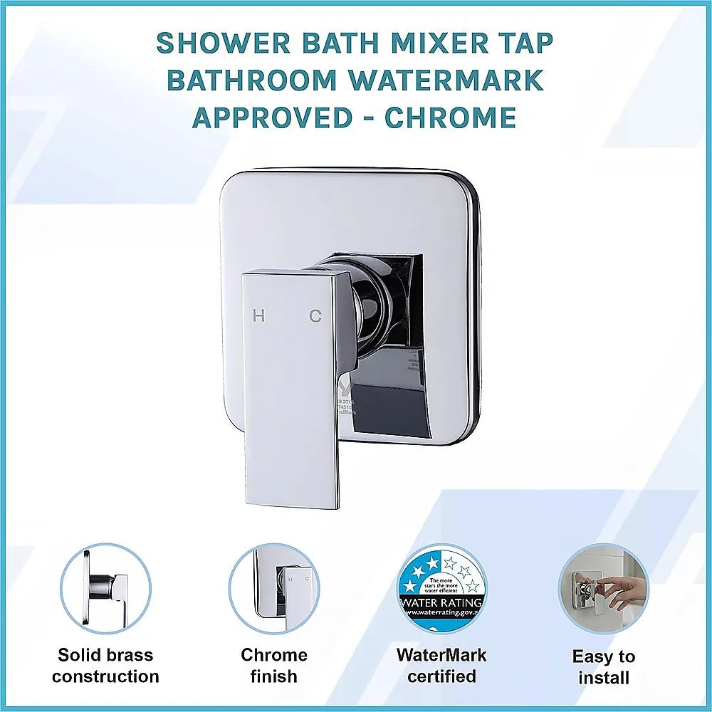 Shower Bath Mixer Tap Bathroom WATERMARK Approved - Chrome - Mekamart Australia