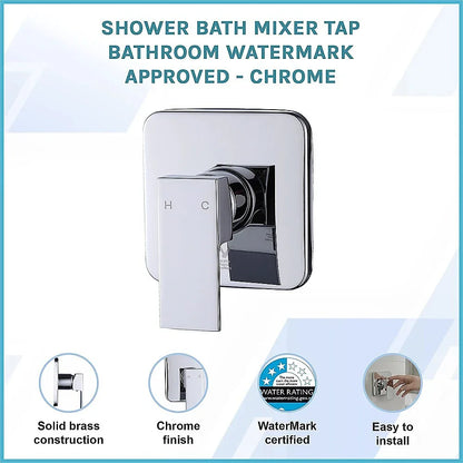 Shower Bath Mixer Tap Bathroom WATERMARK Approved - Chrome - Mekamart Australia