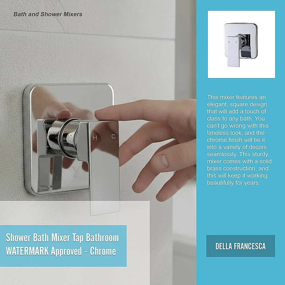 Shower Bath Mixer Tap Bathroom WATERMARK Approved - Chrome - Mekamart Australia