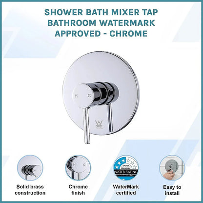 Shower Bath Mixer Tap Bathroom WATERMARK Approved - Chrome - Mekamart Australia