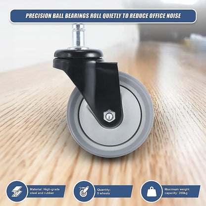 5x Office Chair Caster Wheels Set – Heavy Duty Universal Replacement for All Floors - Mekamart Australia