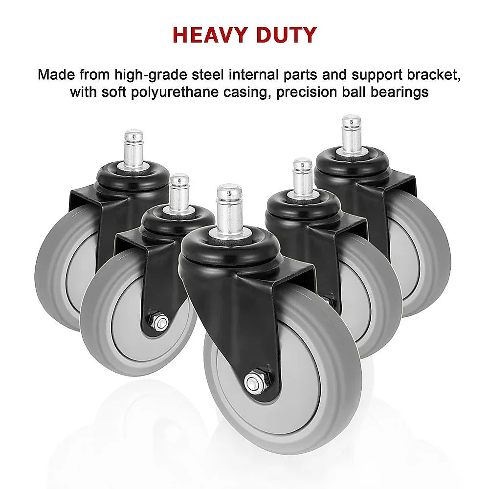 5x Office Chair Caster Wheels Set – Heavy Duty Universal Replacement for All Floors - Mekamart Australia