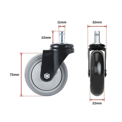 5x Office Chair Caster Wheels Set – Heavy Duty Universal Replacement for All Floors - Mekamart Australia