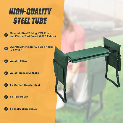Garden Seat Folding Kneeler Bench Kneeling Soft Eva Pad - Mekamart Australia