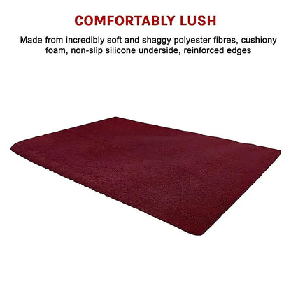 200x140cm Floor Rugs Large Shaggy Rug Area Carpet Bedroom Living Room Mat - Burgundy - Mekamart Australia
