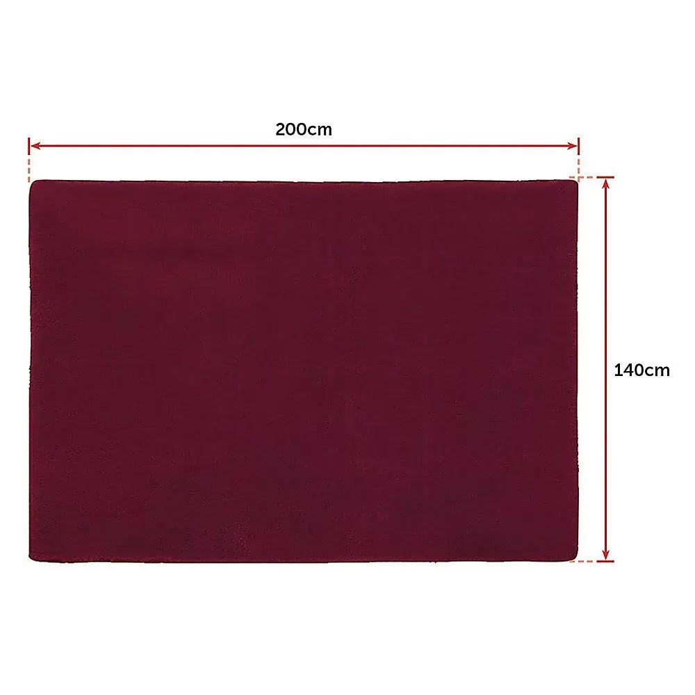 200x140cm Floor Rugs Large Shaggy Rug Area Carpet Bedroom Living Room Mat - Burgundy - Mekamart Australia