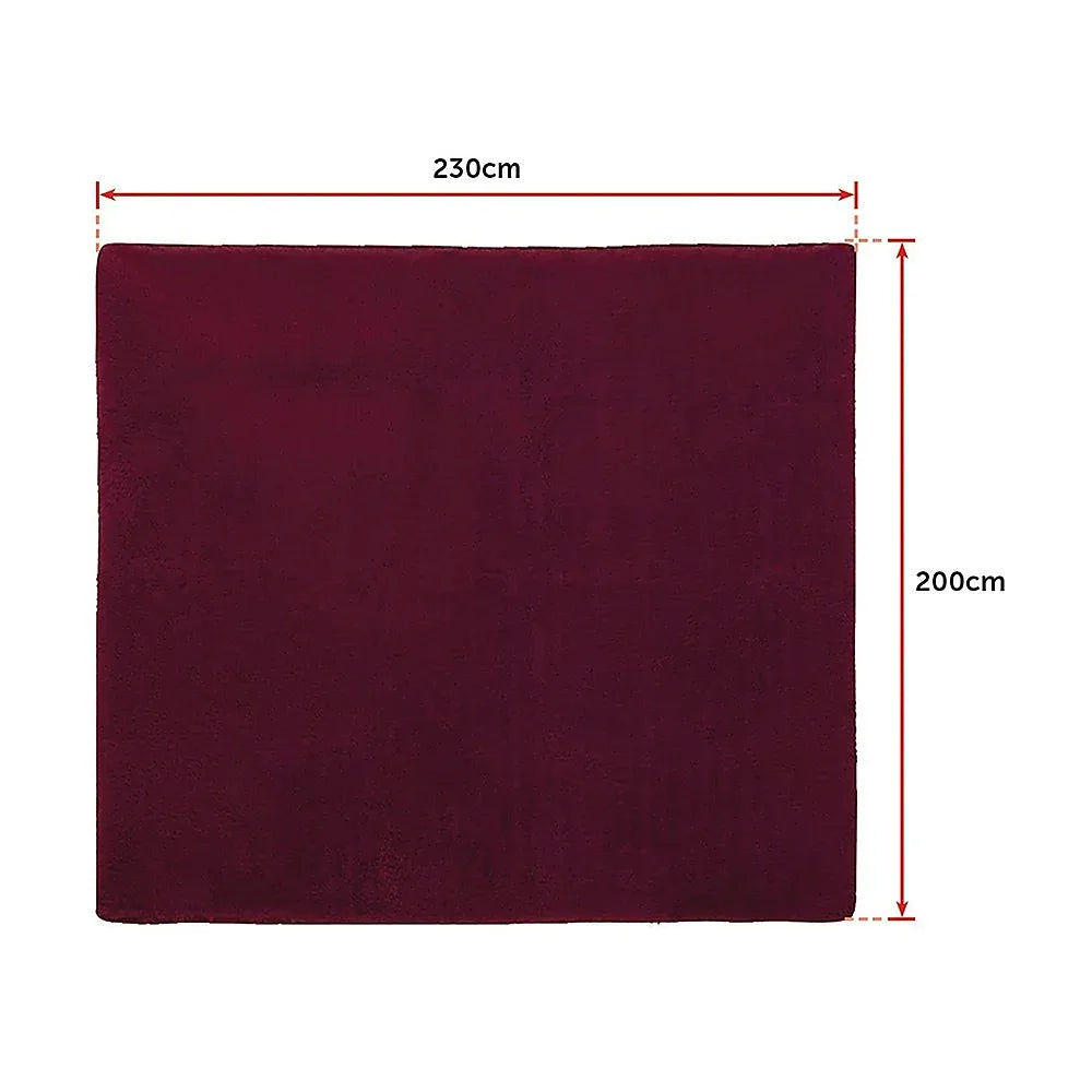 230x200cm Floor Rugs Large Shaggy Rug Area Carpet Bedroom Living Room Mat - Burgundy - Mekamart Australia