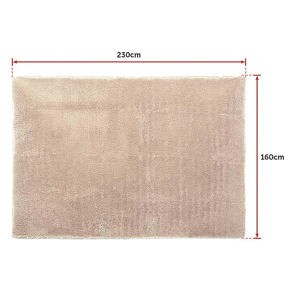 230x160cm Floor Rugs Large Shaggy Rug Area Carpet Bedroom Living Room Mat - Beige - Mekamart Australia