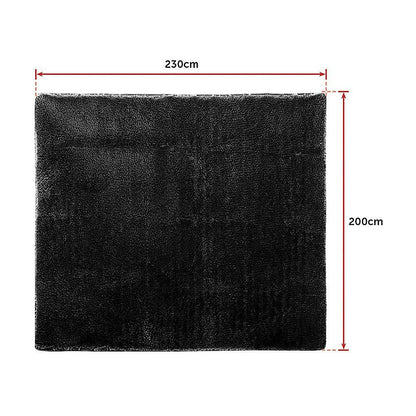 230x200cm Floor Rugs Large Shaggy Rug Area Carpet Bedroom Living Room Mat - Black - Mekamart Australia