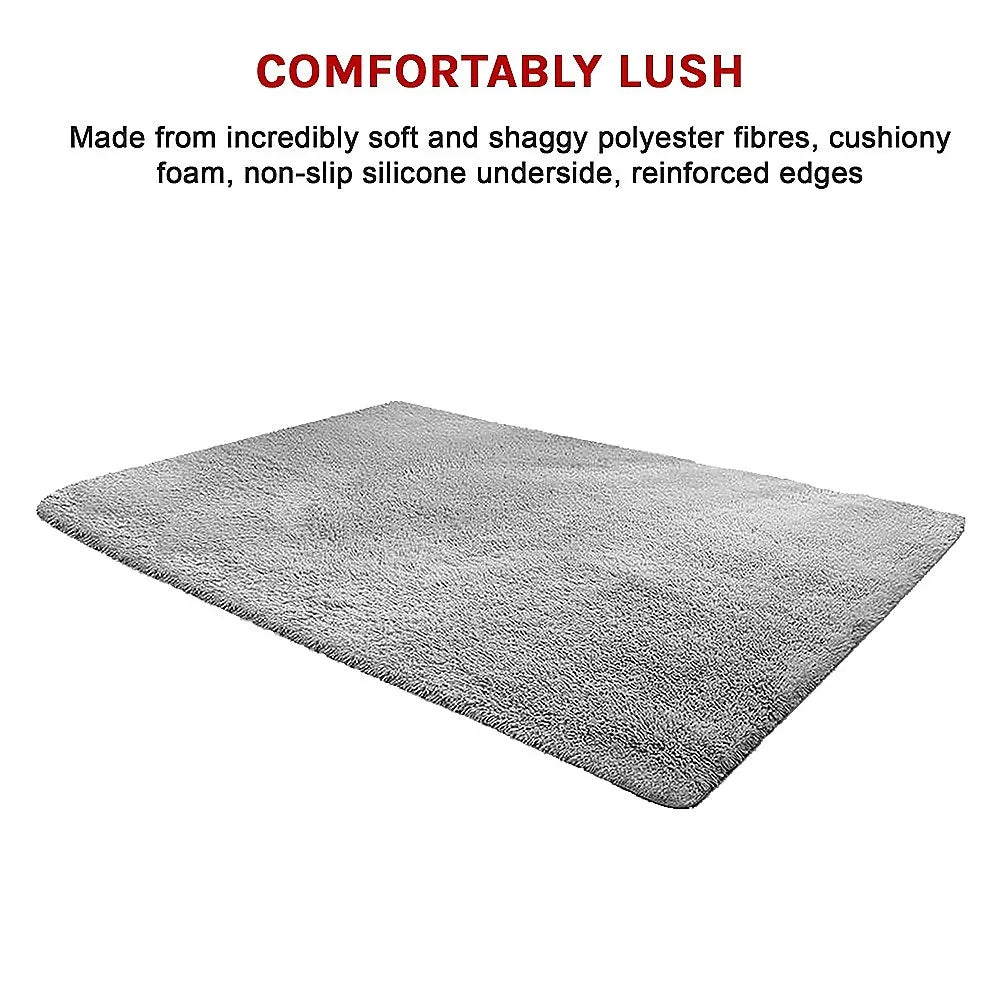 230x160cm Floor Rugs Large Shaggy Rug Area Carpet Bedroom Living Room Mat - Grey - Mekamart Australia