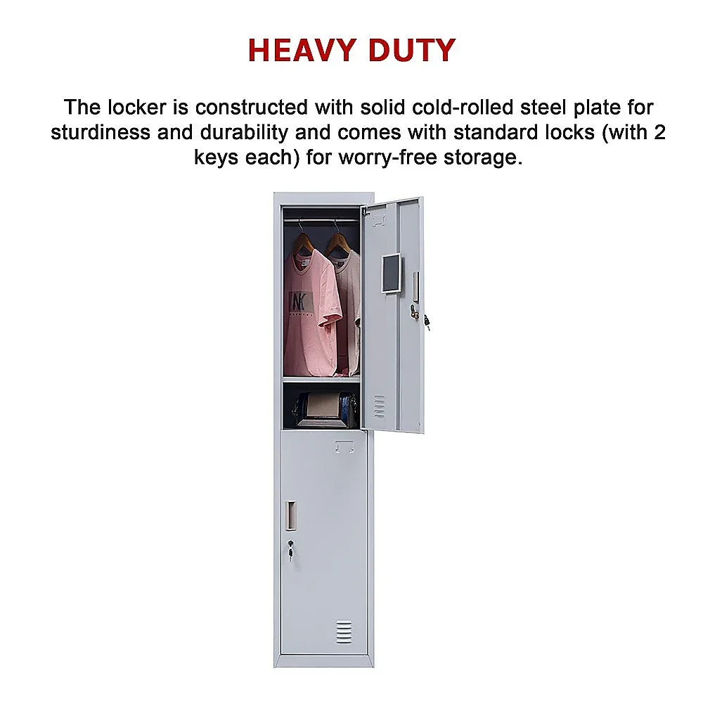 2-Door Vertical Locker for Office Gym Shed School Home Storage - Mekamart Australia