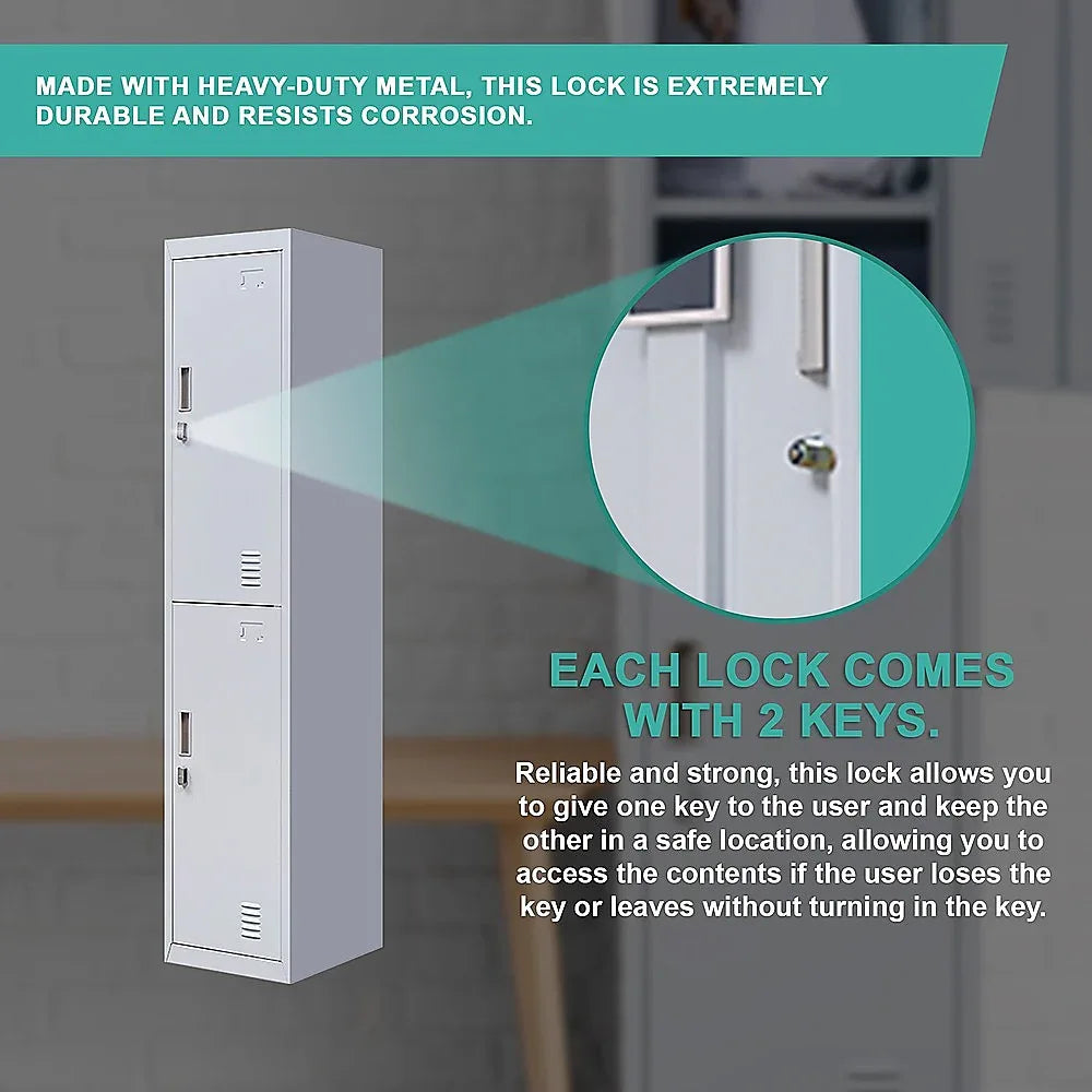 2-Door Vertical Locker for Office Gym Shed School Home Storage - Mekamart Australia