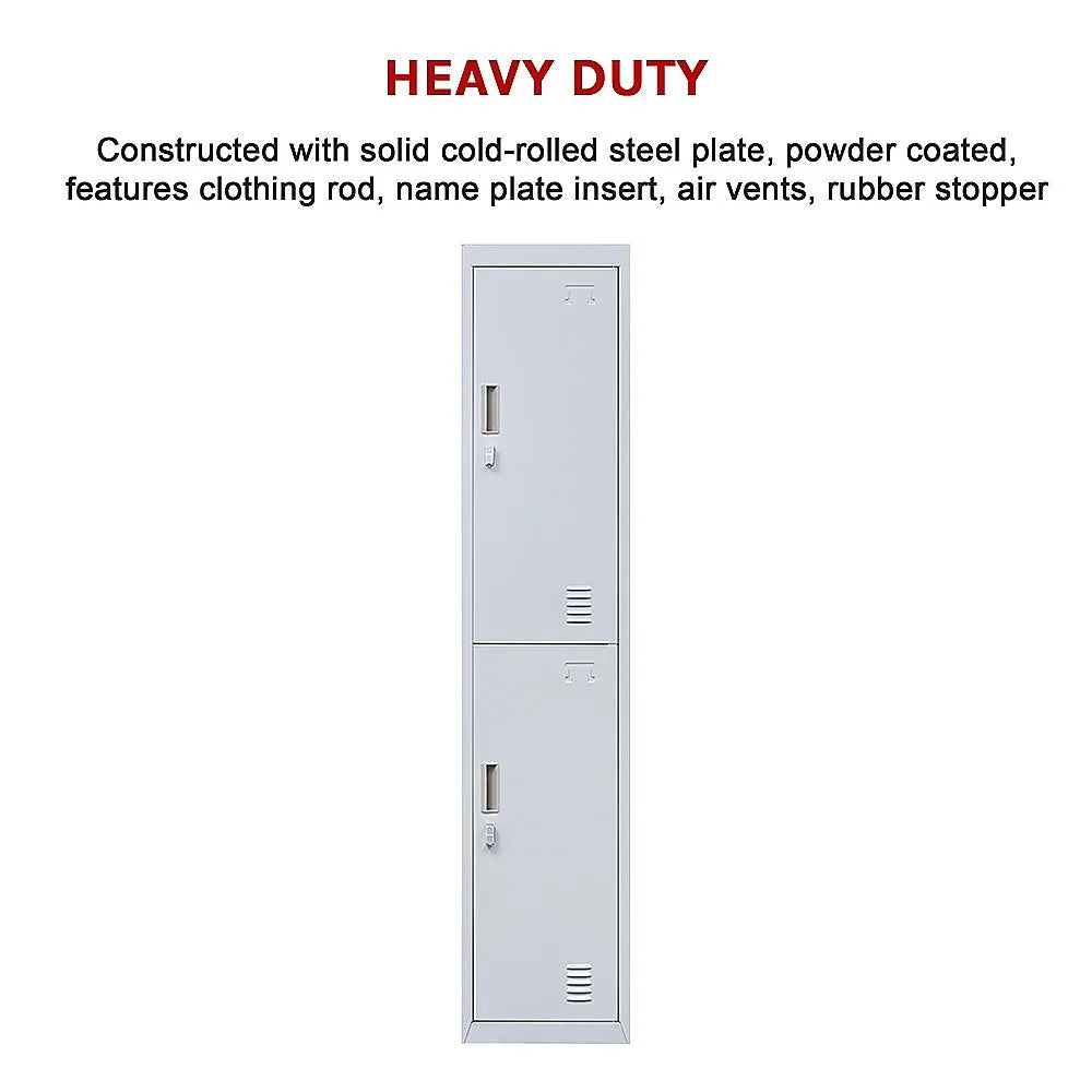 2-Door Vertical Locker for Office Gym Shed School Home Storage - Mekamart Australia