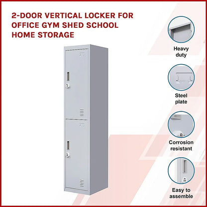 2-Door Vertical Locker for Office Gym Shed School Home Storage - Mekamart Australia