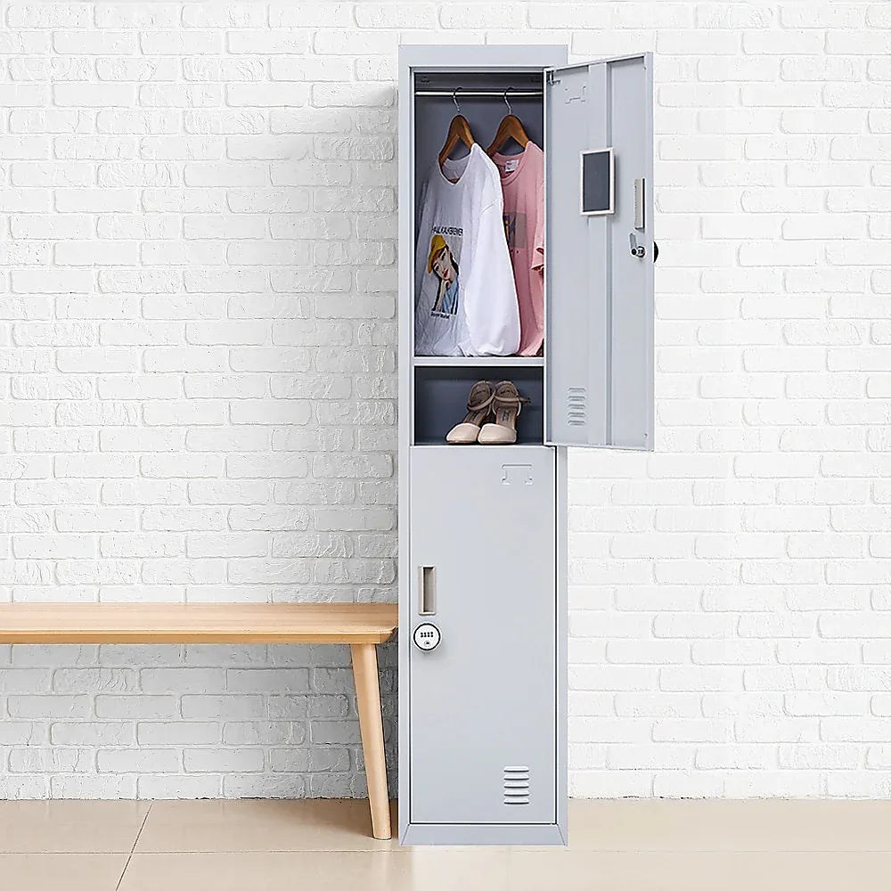 2-Door Vertical Locker for Office Gym Shed School Home Storage - Mekamart Australia