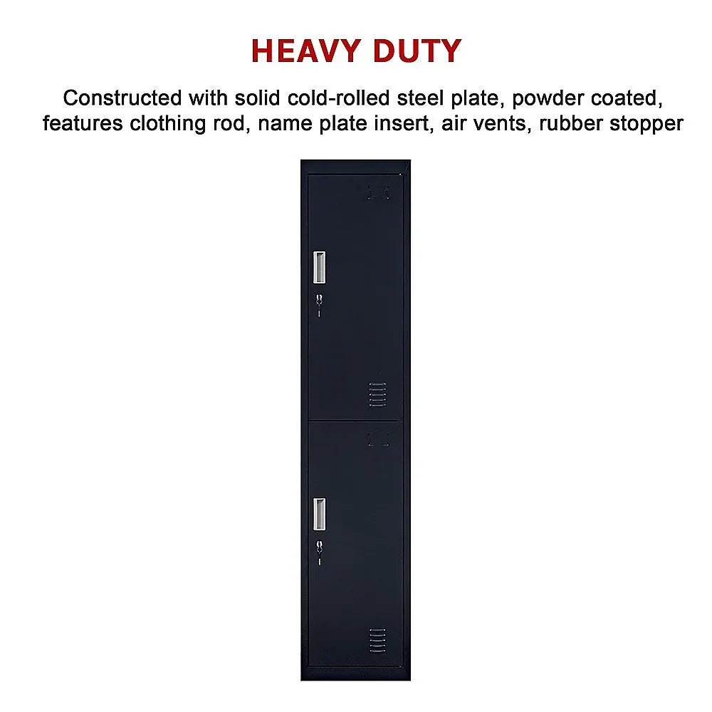 2-Door Vertical Locker for Office Gym Shed School Home Storage - Mekamart Australia