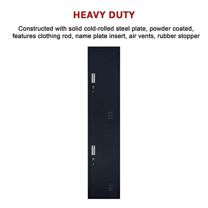2-Door Vertical Locker for Office Gym Shed School Home Storage - Mekamart Australia