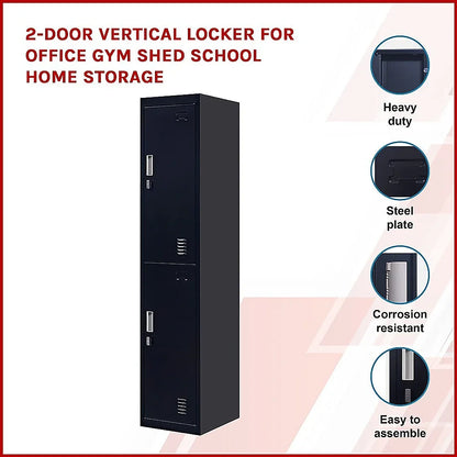 2-Door Vertical Locker for Office Gym Shed School Home Storage - Mekamart Australia