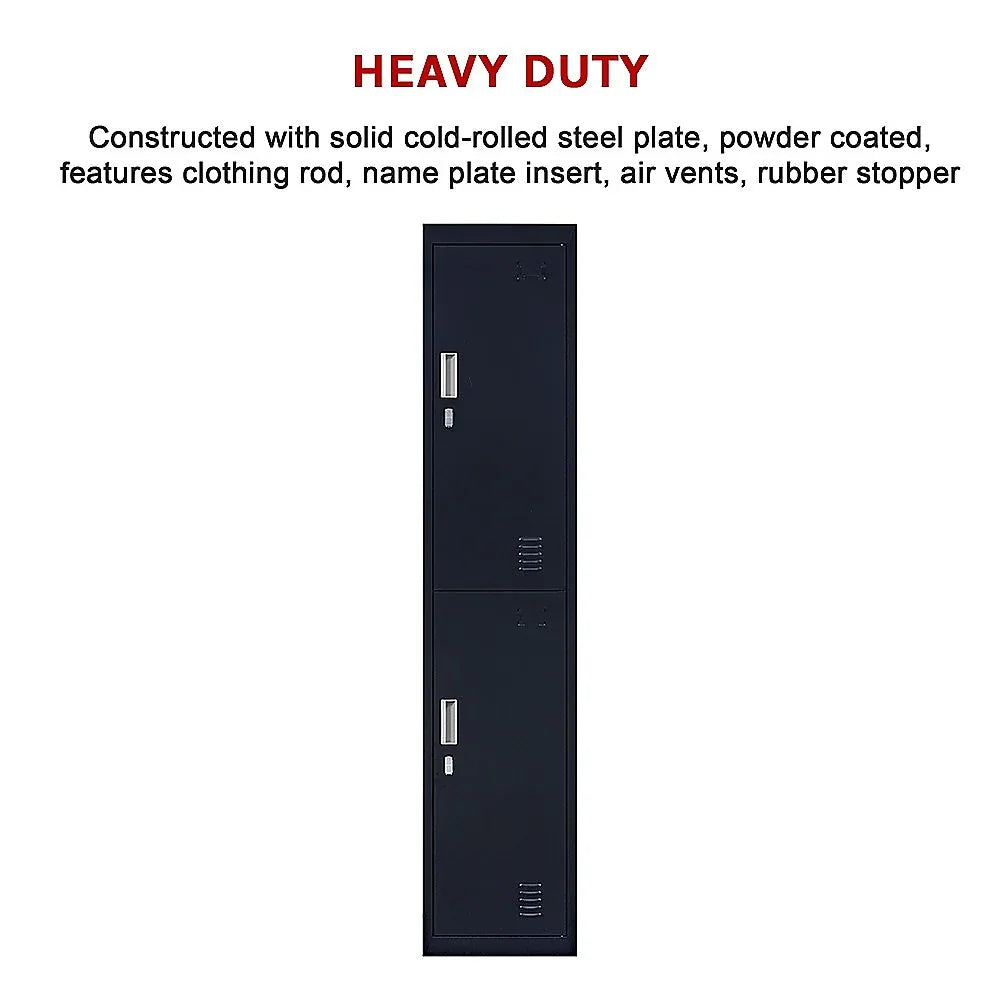 2-Door Vertical Locker for Office Gym Shed School Home Storage - Mekamart Australia