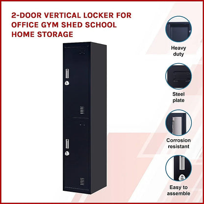 2-Door Vertical Locker for Office Gym Shed School Home Storage - Mekamart Australia