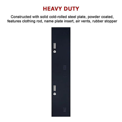 2-Door Vertical Locker for Office Gym Shed School Home Storage - Mekamart Australia