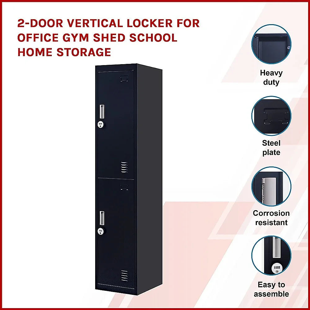 2-Door Vertical Locker for Office Gym Shed School Home Storage - Mekamart Australia