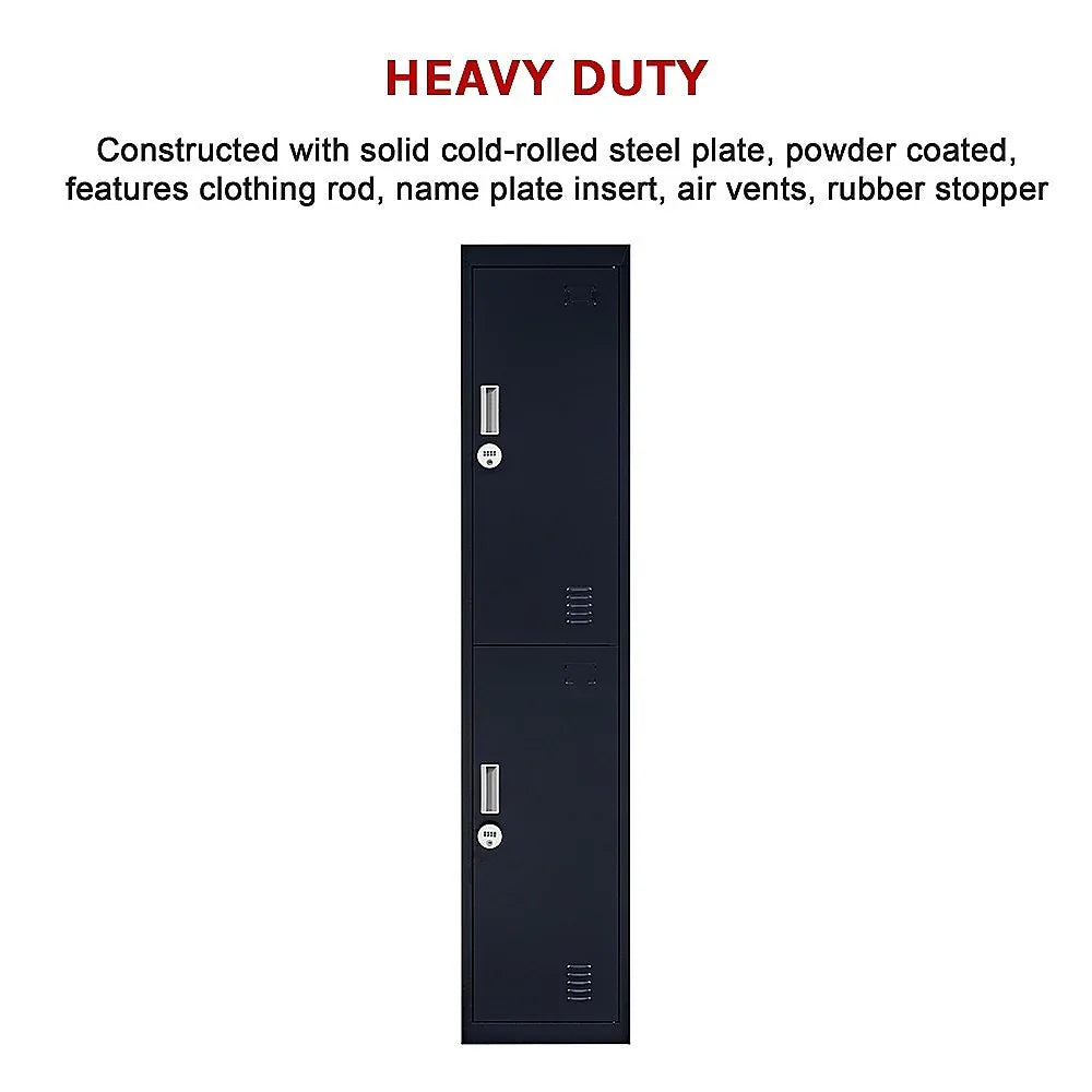 2-Door Vertical Locker for Office Gym Shed School Home Storage - Mekamart Australia