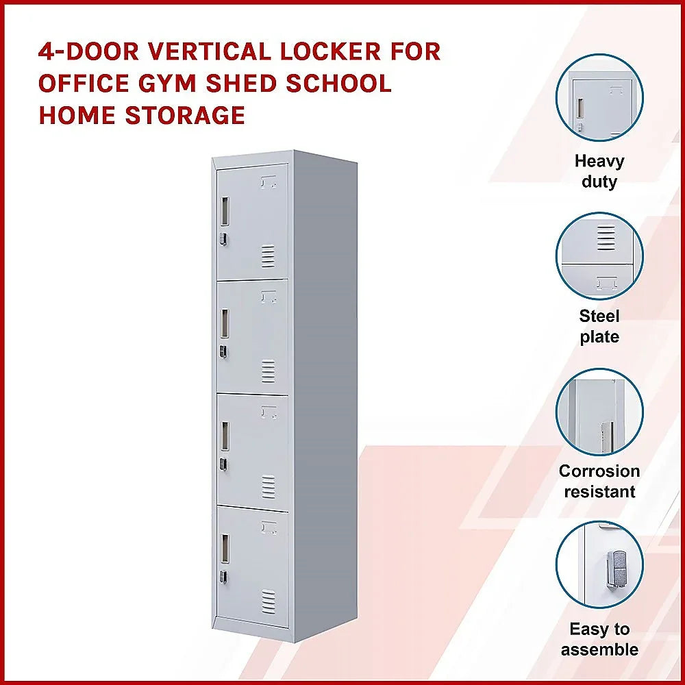 4-Door Vertical Locker for Office Gym Shed School Home Storage - Mekamart Australia