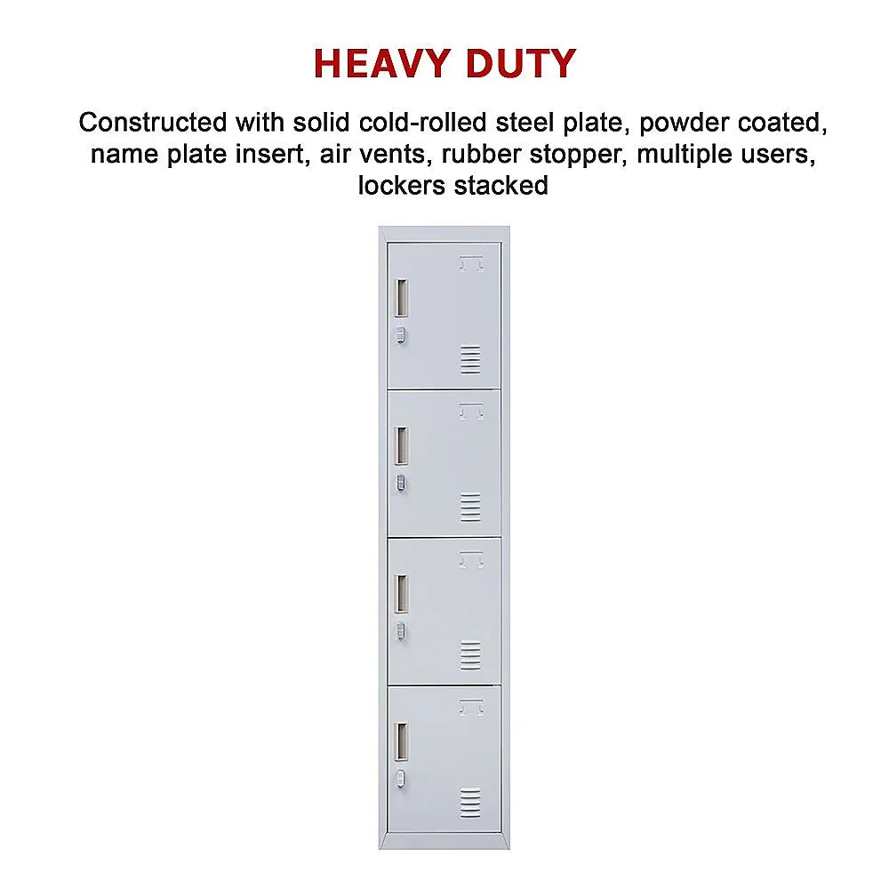 4-Door Vertical Locker for Office Gym Shed School Home Storage - Mekamart Australia