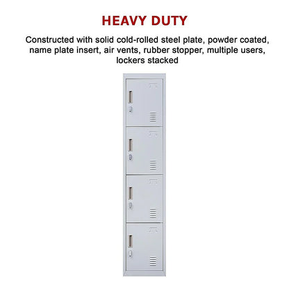 4-Door Vertical Locker for Office Gym Shed School Home Storage - Mekamart Australia