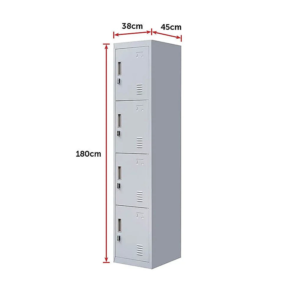 4-Door Vertical Locker for Office Gym Shed School Home Storage - Mekamart Australia