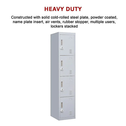 4-Door Vertical Locker for Office Gym Shed School Home Storage - Mekamart Australia